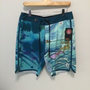 Mens VOLCOM NWT 30 4 way stretch teen boys board shorts swim trunks